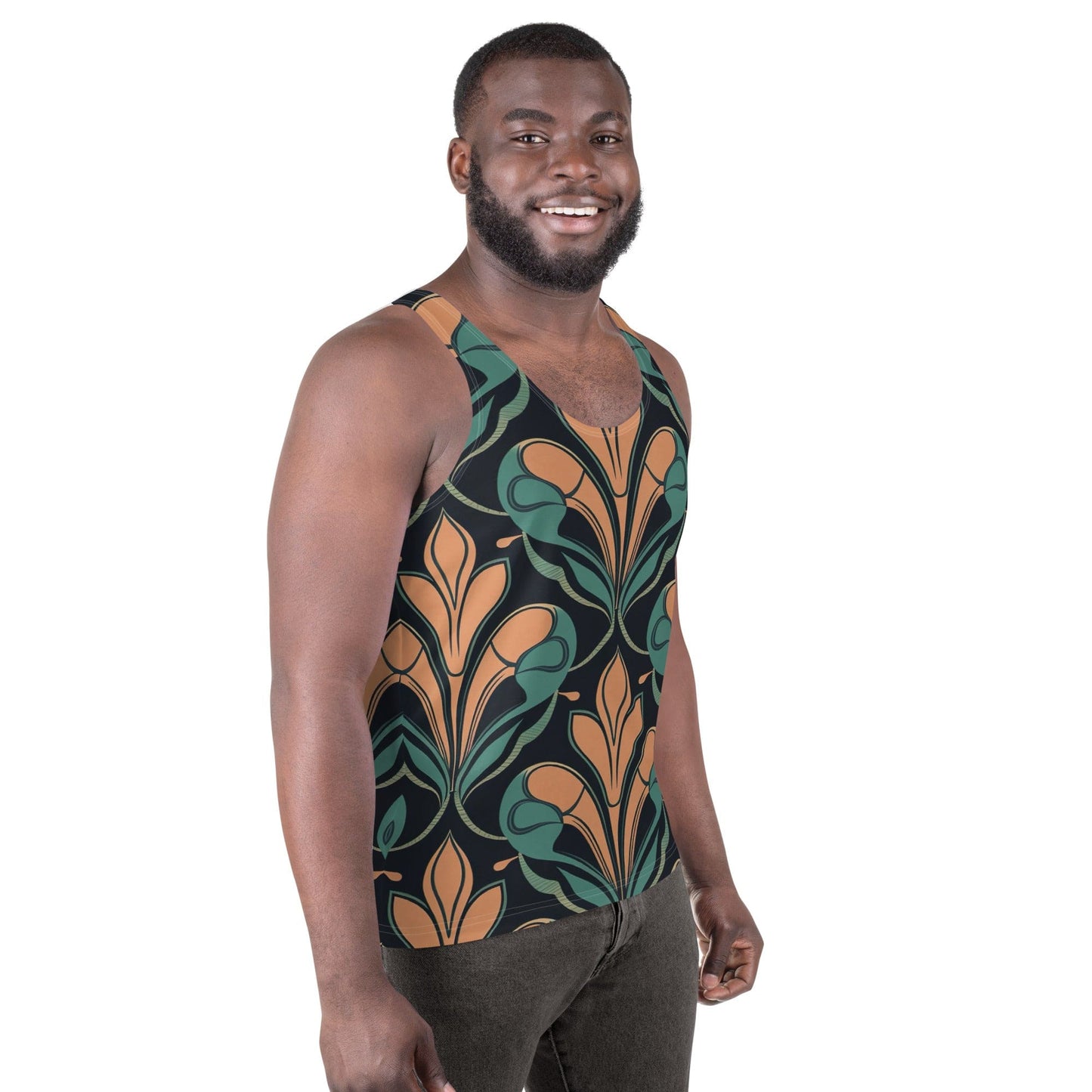 Mens Stretch Fit Tank Top - Retro Vintage Print-2