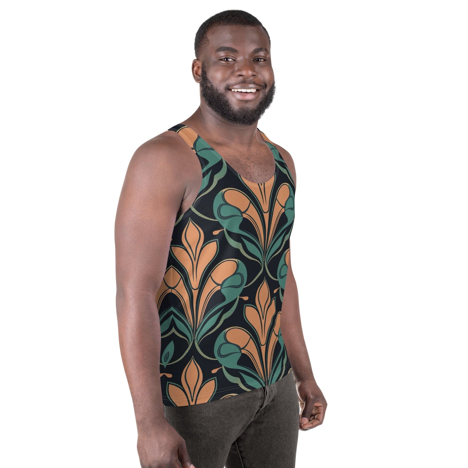 Mens Stretch Fit Tank Top - Retro Vintage Print-2