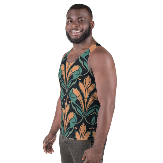 Mens Stretch Fit Tank Top - Retro Vintage Print-1