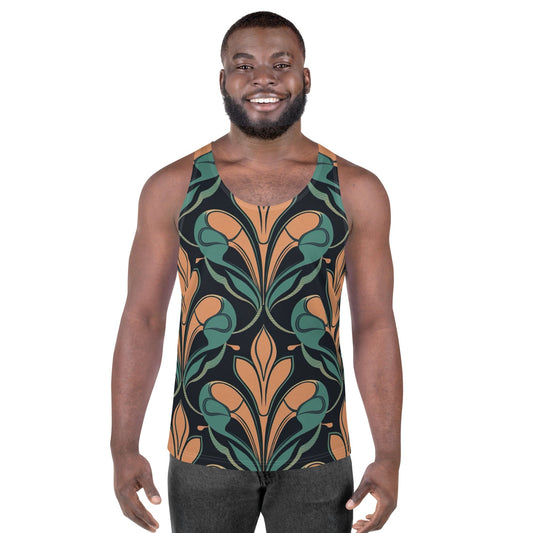 Mens Stretch Fit Tank Top - Retro Vintage Print-0