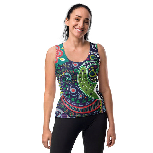 Womens Stretch Fit Tank Top - Floral Paisley 22523-0