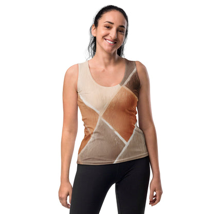 Womens Stretch Fit Tank Top - Brown Rustic Watercolors Print-0